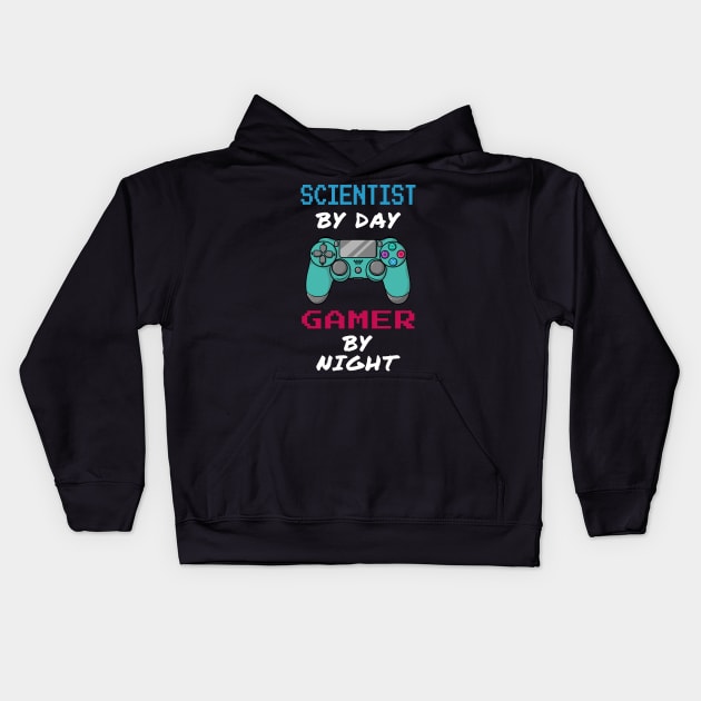 Scientist By Day Gamer By Night Kids Hoodie by jeric020290